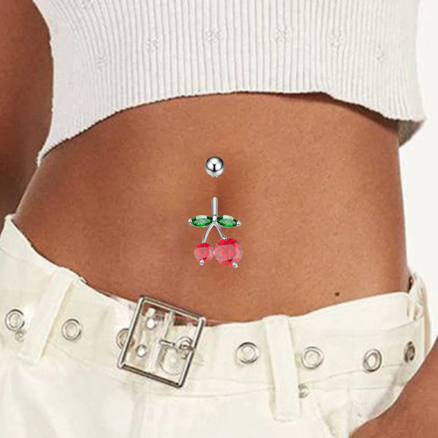 Flower Belly Ring Belly Bar Navel Jewelry Body Piercing Cherry Navel Ring Belly Navel Button Ring Barbell Body Piercing Jewelry