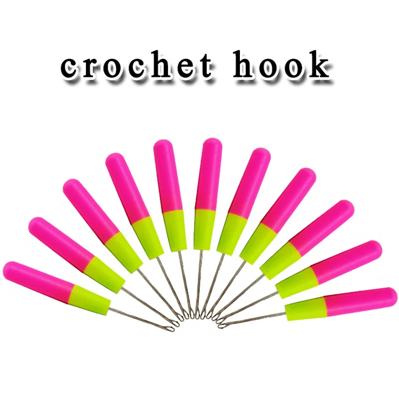 Crochet Hook Needle Plastic Handle Alumina Crochet Hair Tools For Braids Knitting Hair Weaving Needle Accessories