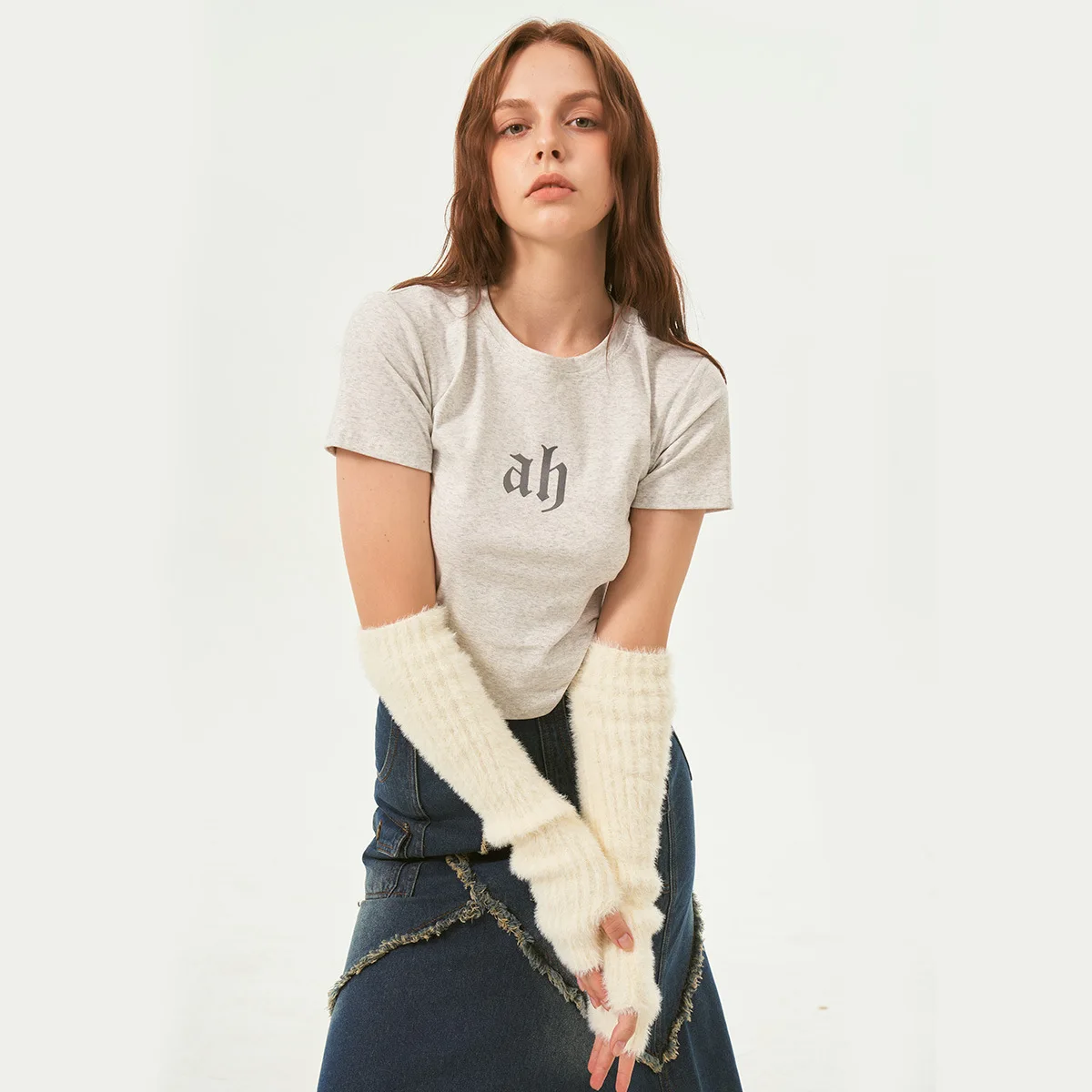 2023 Faux Fur Long Fingerless Gloves Winter Women Arm Warmers Knitted Woolen Arm Sleeve Fine Casual Warm Soft Female Gloves