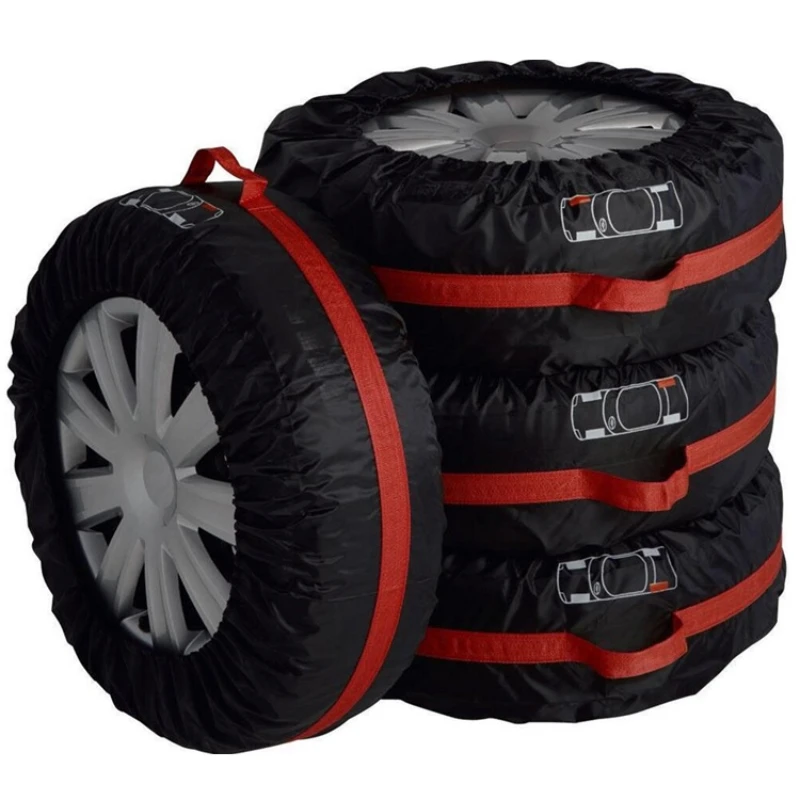 

4Pcs Universal Car Spare Tire Covers Adjustable Seasonal Tyre Storage Bags Dustproof Waterproof Tire Tote Wheel Protection Cover