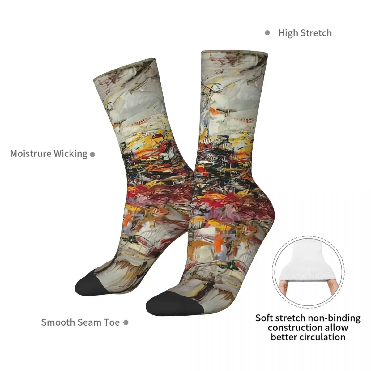 Art Work By Joan Mitchell, Fine Art Giclee Print Socks Harajuku Super Soft Stocking All Season Long Socks Accessories for Unisex