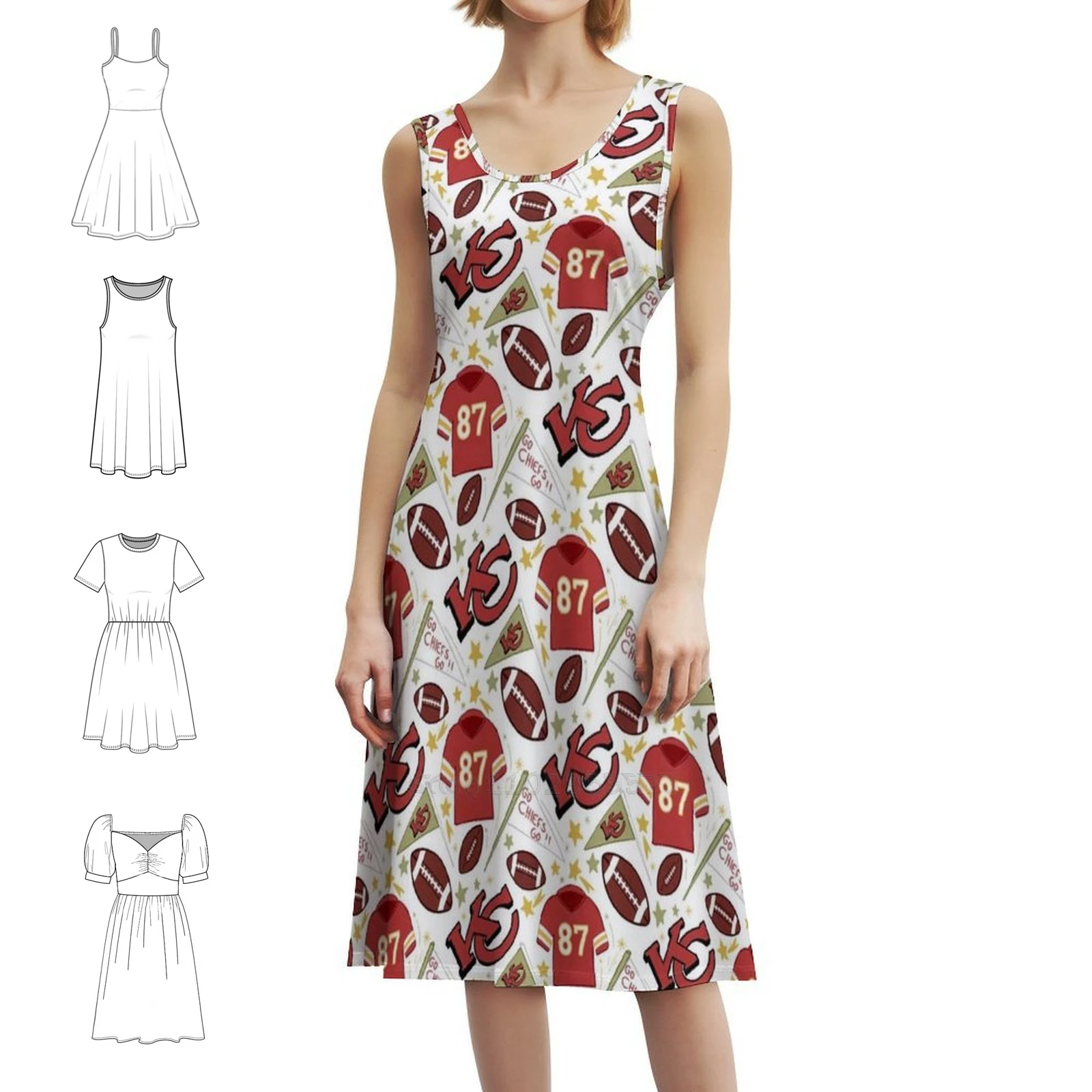 

Тренис Kelce Chiefs Pattern (белое) сексуальное платье для отпуска для женщин, мини-платье для пляжной вечеринки, дня рождения, Travis Kelce Chiefs Kansas