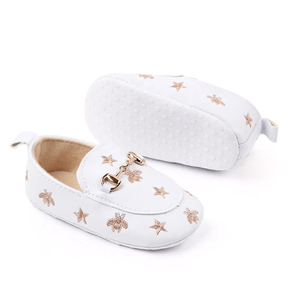 Brand Infant Boy Crib Shoes 1 Year Baby Item Footwear with Bees Stars Newborn Casual Loafers Toddler Soft Moccasin for Girl Gift