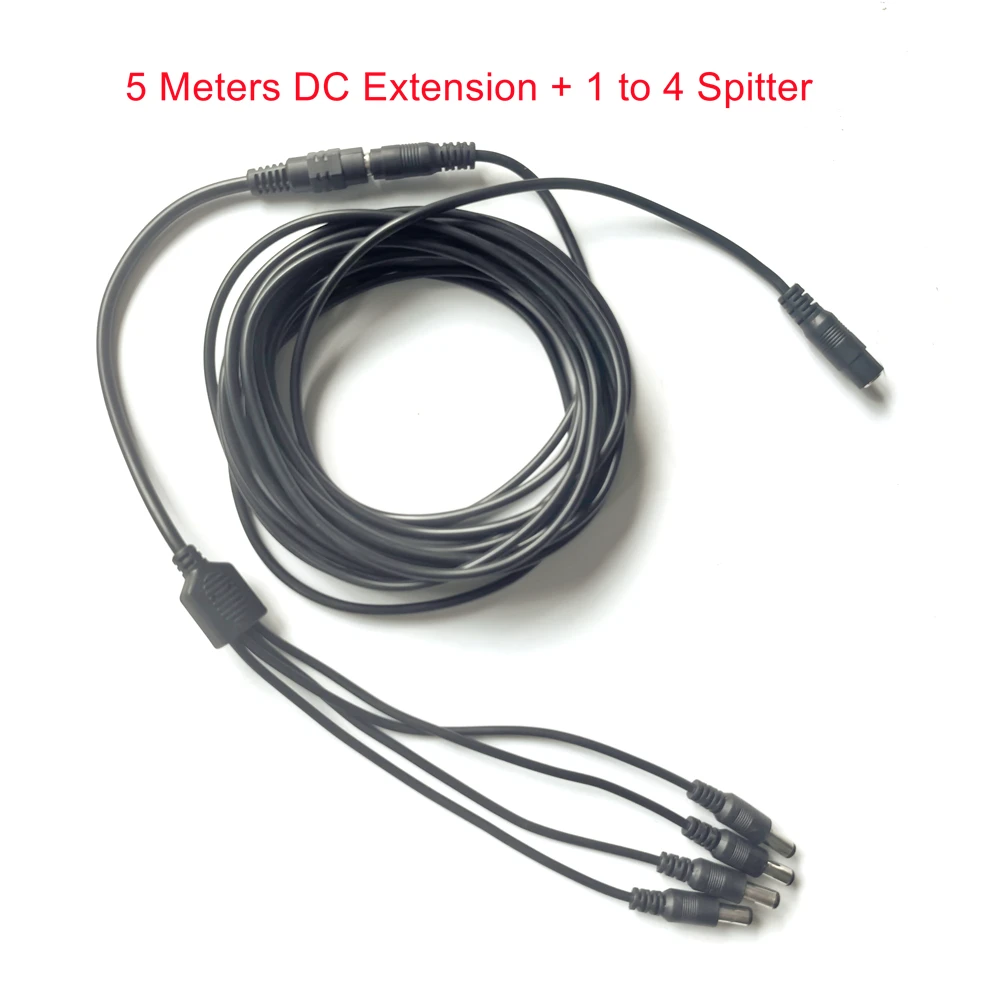 

Удлинительный кабель постоянного тока + разветвитель от 1 до 4 3/5/10/20/30 метров, разъем постоянного тока 5,5*2,1 мм, удлиненные провода питания для светодиодов, камеры видеонаблюдения