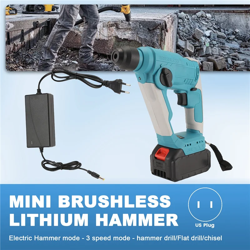 

Brushless Hammer Drill, SDS-Plus Cordless Hammer Drill For Concrete Masonry,Stones, Household Lithium Hammer-A50M