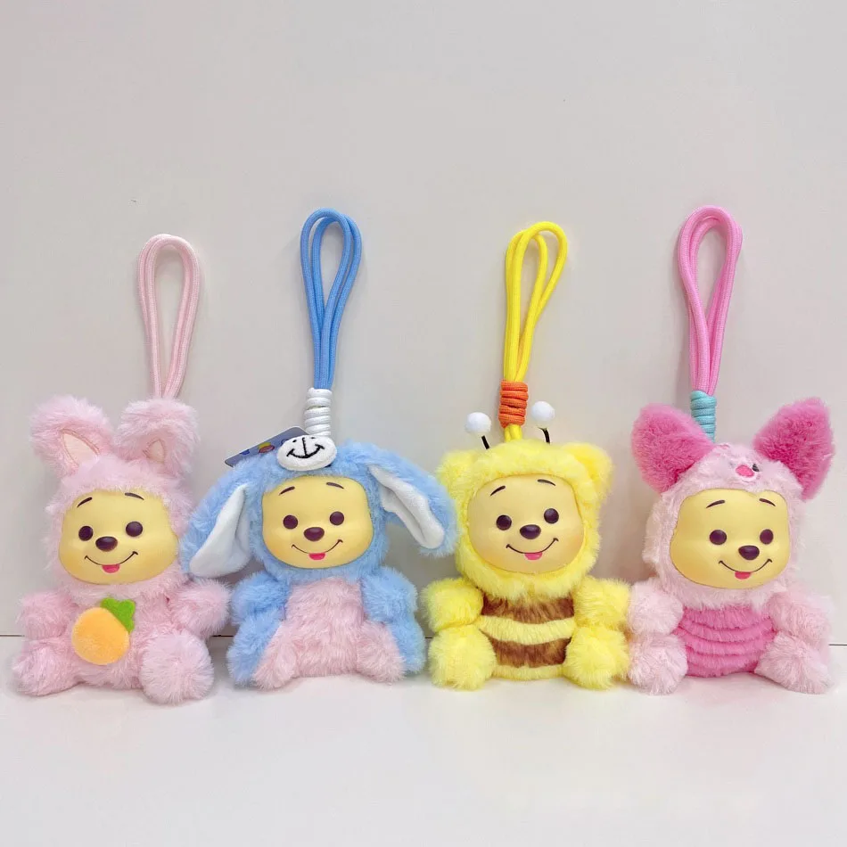 Anime Cartoon 12 cm Winnie Pooh Hand Touw Serie Pluche Sleutelhanger Hanger Schattige Pop Accessoires Trendy Kerst Verjaardag Speelgoed Gift
