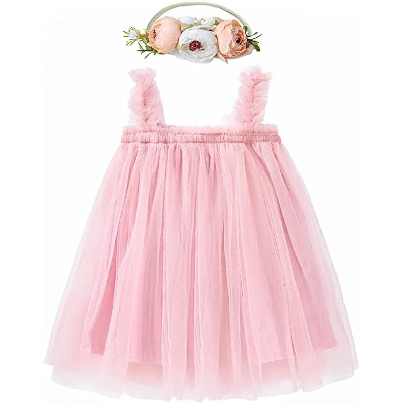 LZH 2022 Summer Baby Girls Floral Tutu Princess Dress - Infant 1st Birthday Party Dress