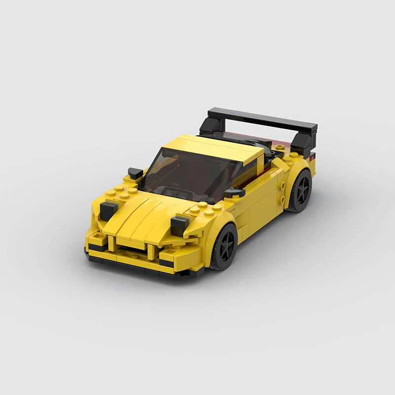 Juego de bloques de construcción de coches deportivos para niños, juguete técnico de RX-7 de velocidad, color amarillo, 214 piezas