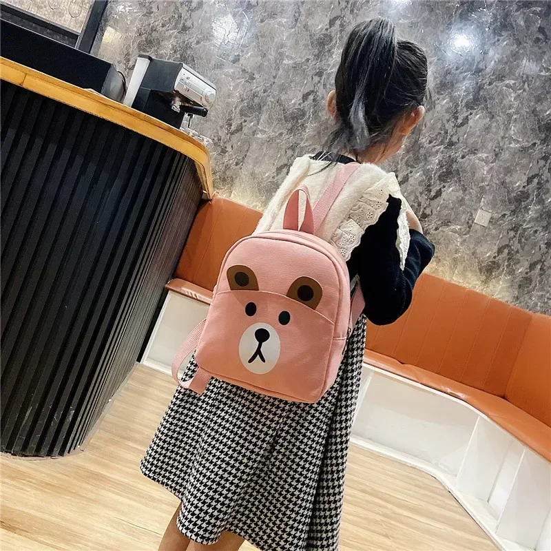 Mochila escolar de dibujos animados para niños y niñas, bonita mochila de lona con contraste de colores, a la moda