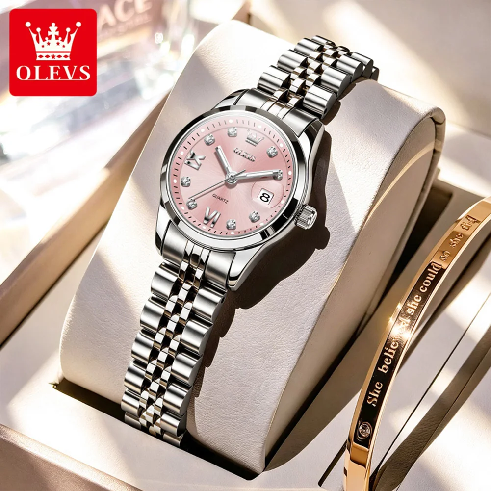 OLEVS 7133 Original brand Date waterproof luminous quartz Ladies Watch stainless Steel Ladies Watch