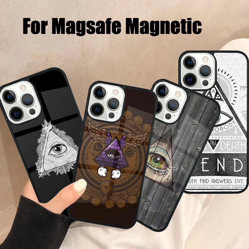 All Seeing Eye Cosmic Power Magsafe Phone Case For iPhone 16 15 14 13 12 11 Pro Max Plus Mini Mirror Wireless Magnetic Cover