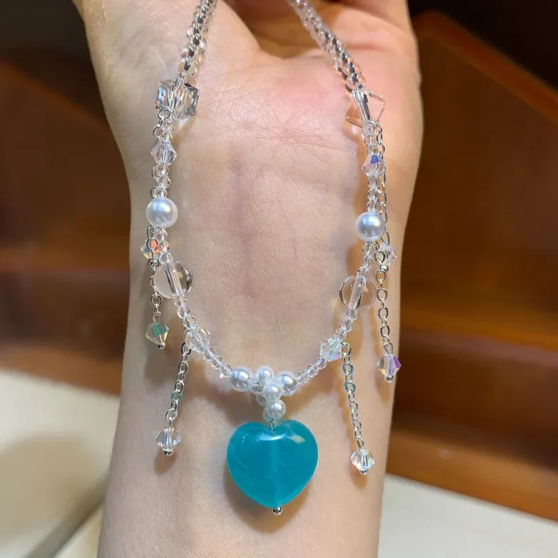 Tianhe stone collarbone chain seaside vacation wind pendant necklace fashion trend neck jewelry Tianhe stone love collarbone
