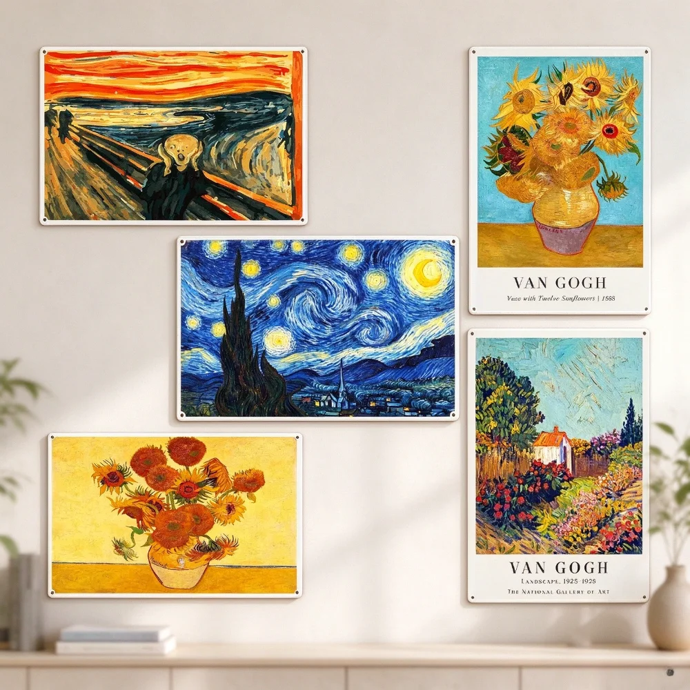 Vintage Collectible Posters - 20x30cm，Van Gogh Painting Vintage Metal Poster,