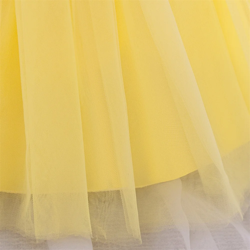 Girls Snow White Tutu Party Dress Baby Yellow Big Bow Costume Toddler 2pcs Sets Carnival Fluffy Dress Girl Cinderella Clothes