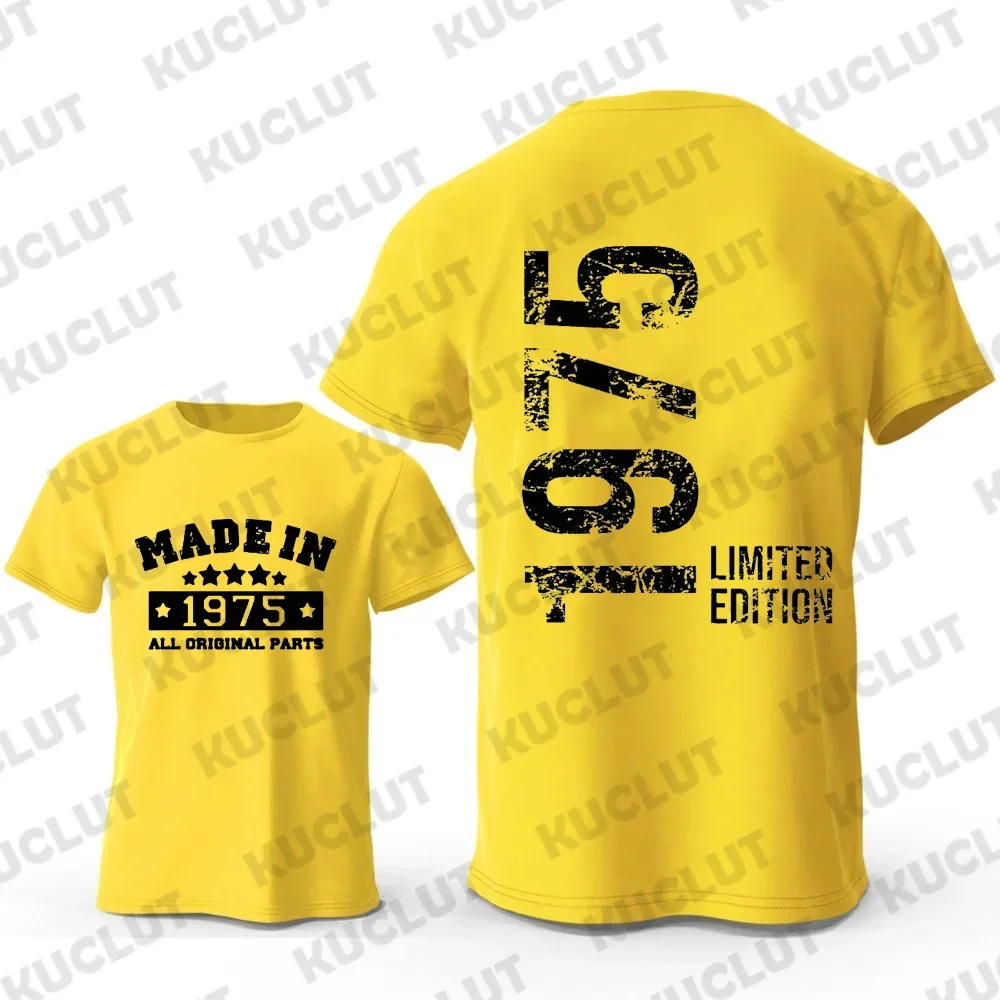 Vintage Made in 1975 T-Shirts for Men 48th Birthday 48 Years T-Shirt Mens T-Shirt Street Fashion Short Sleeve Shirt Men Clothing view 2