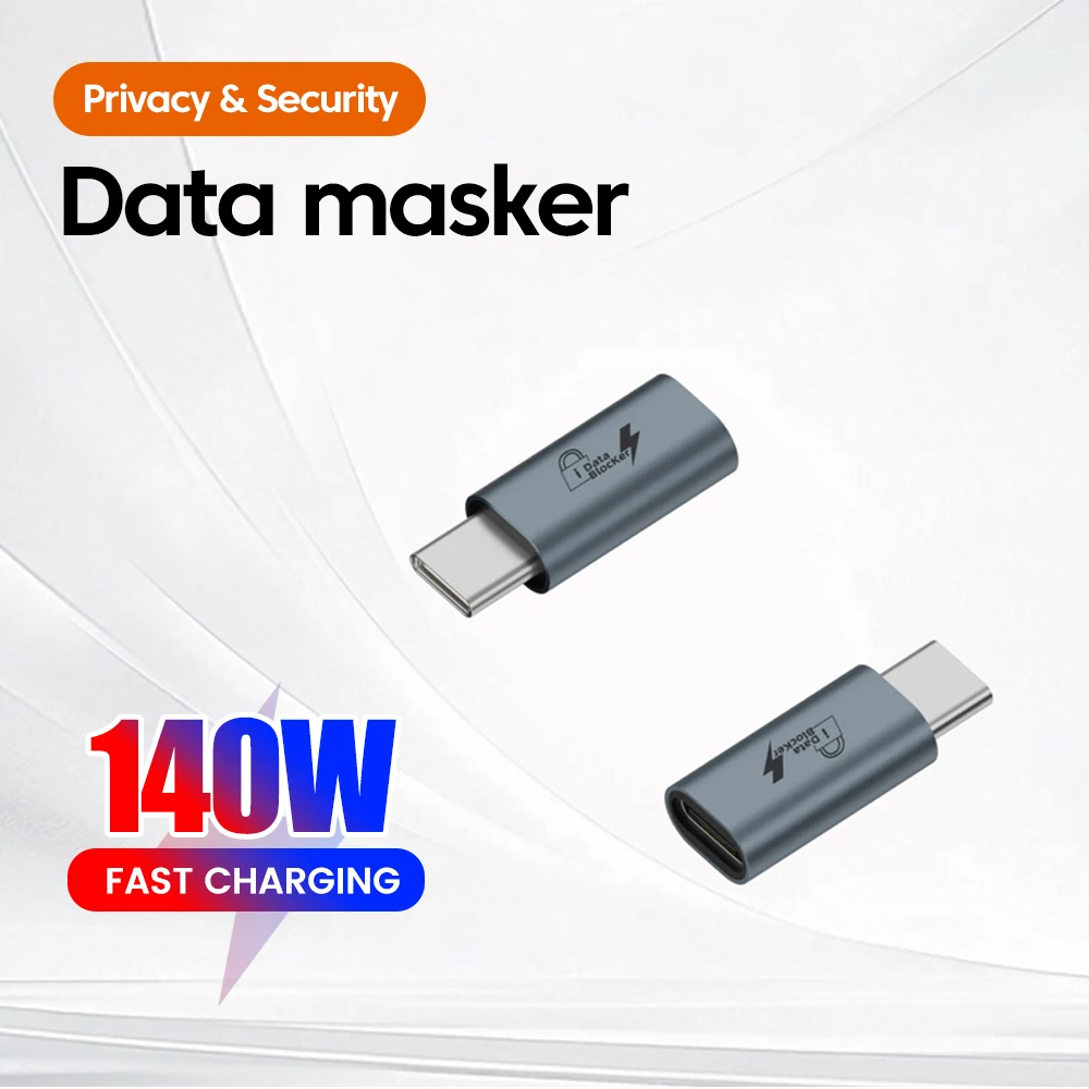 USB A/C ذكر إلى USB A/C أنثى مانع البيانات مكافحة القرصنة مهايئ شحن مكافحة الخصوصية تسرب محول للهواتف المحمولة المحمولة #1