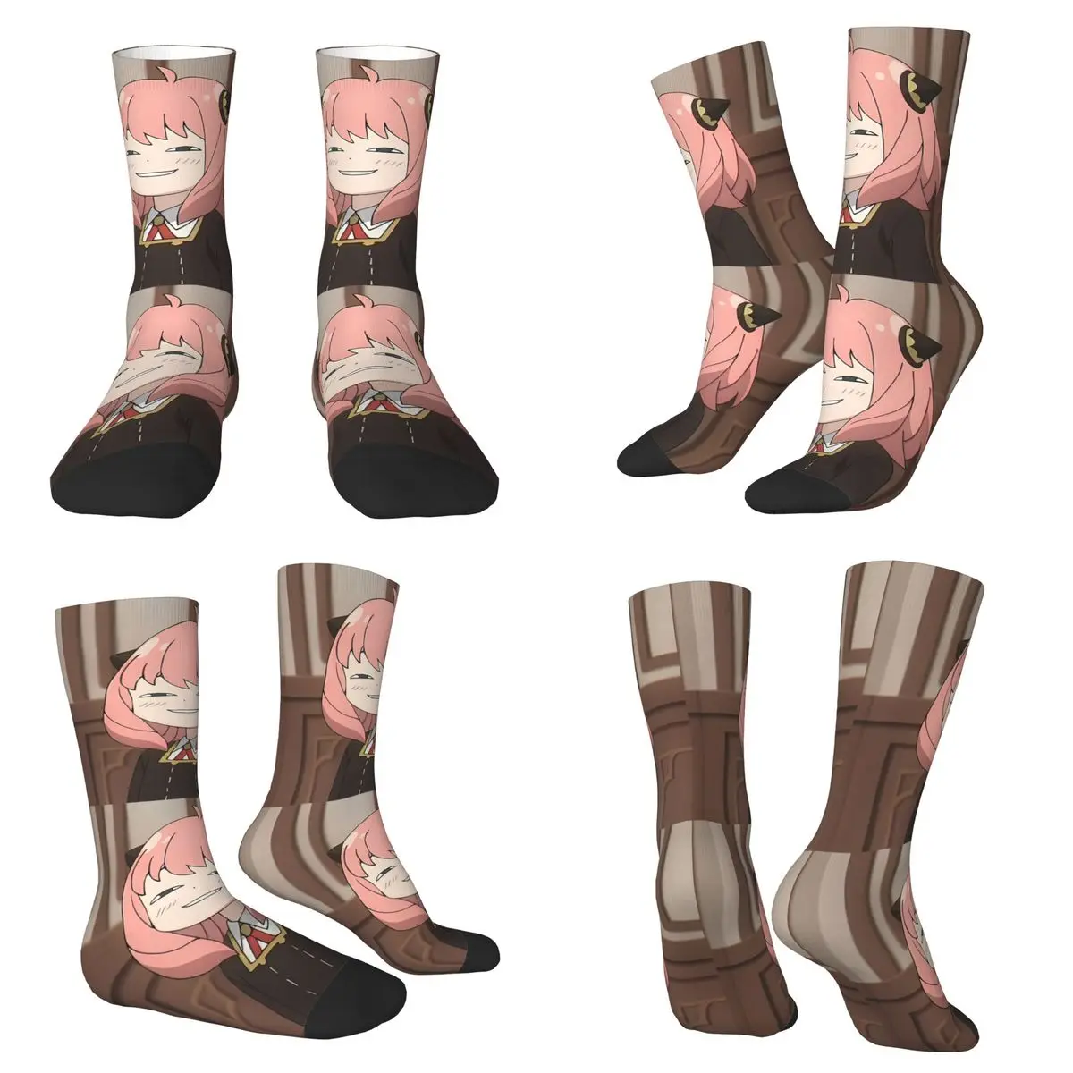 Spy X Family Anya Forger Sokken Harajuku Zweetabsorberende Kousen Het hele seizoen Lange Sokken Accessoires voor Unisex Kerstcadeaus