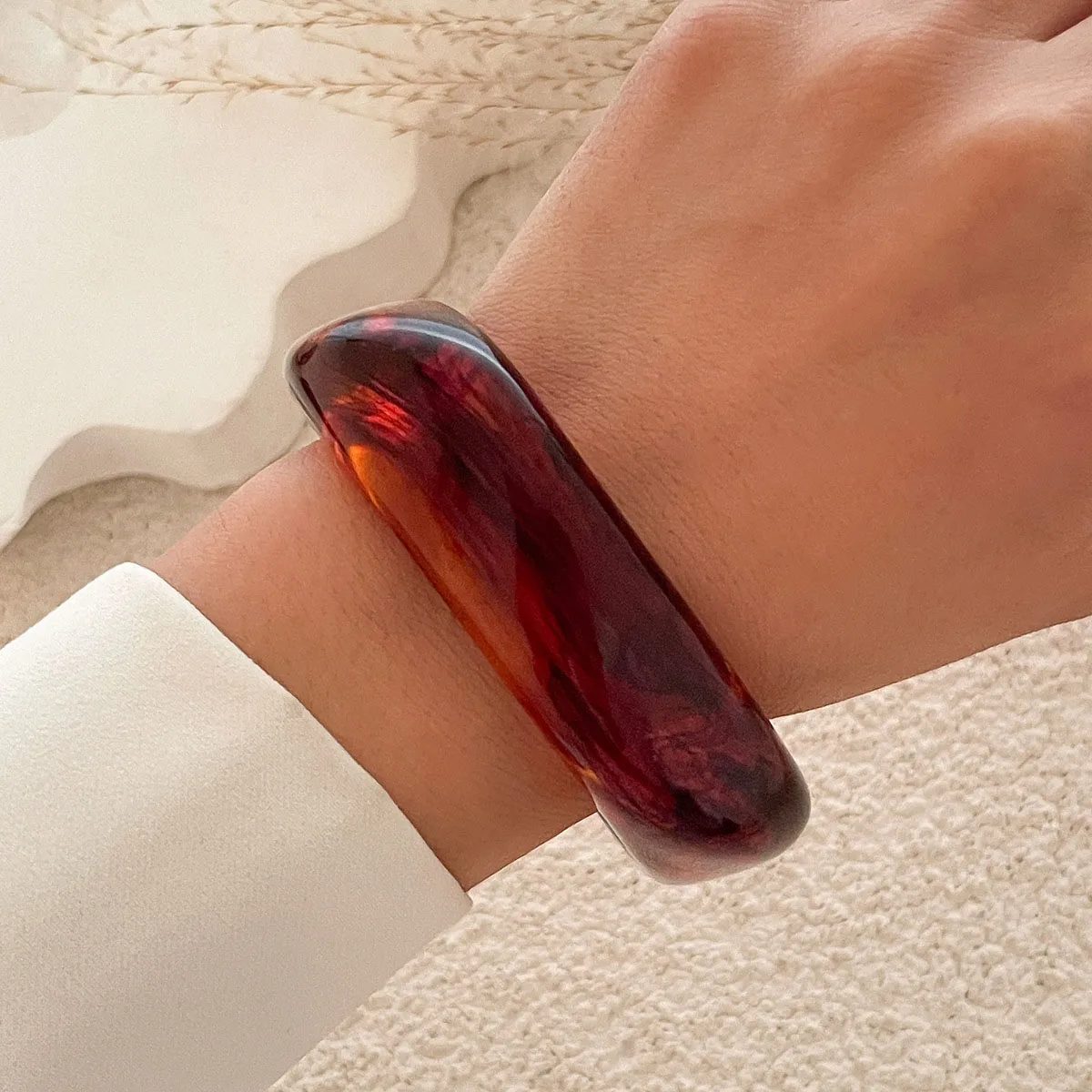 Acrylic Bangle Bracelets for Women Irregular Punk Acrylic Resin Geometric Cuff Wide Bracelet Fashion Thick Acetate