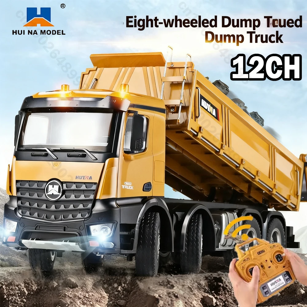

HUINA 1536 1:14 большой самосвал, 12 каналов, сплав, дистанционное управление, инженерный восьмиколесный сверхмощный самосвал, модель для мальчиков, рождественские подарки