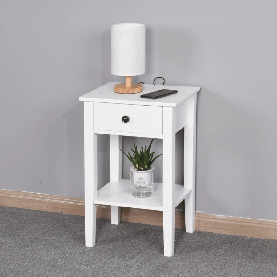 

White Bathroom Floorstanding Storage Table with a Drawer