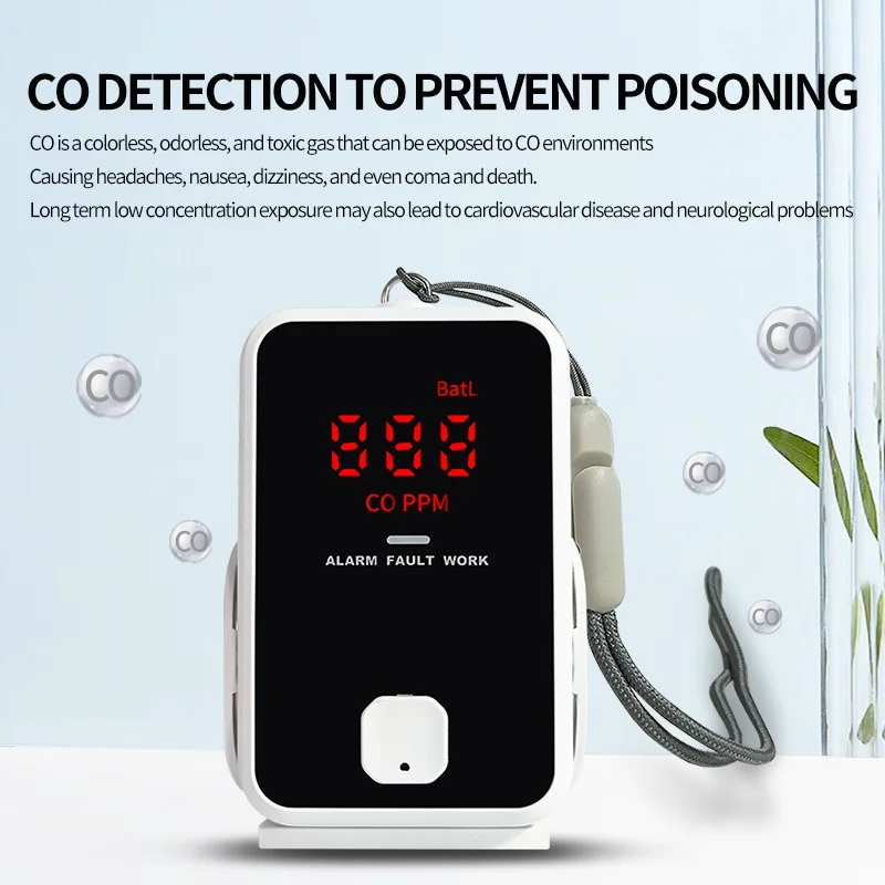 Portable carbon monoxide alarm, home indoor outdoor RV furnace gas co poisoning carbon monoxide detector