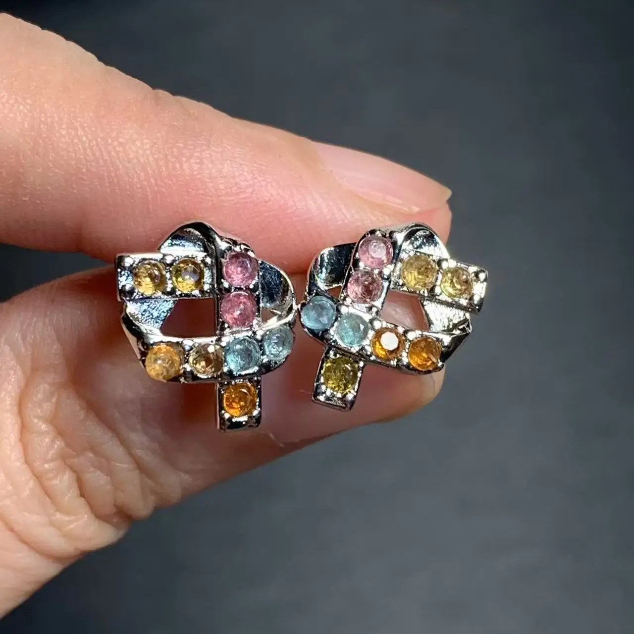 

COLORFUL Natural Tourmaline Earrings COPPER Stud earring For Women Dangle CUTE Gift Fine Jewelry Dangle