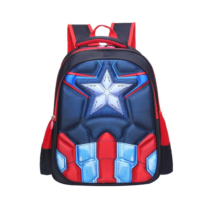 Mochila escolar de gran capacidad para niños, bolso de hombro con estampado 3D de Spiderman, Capitán América, dibujos animados