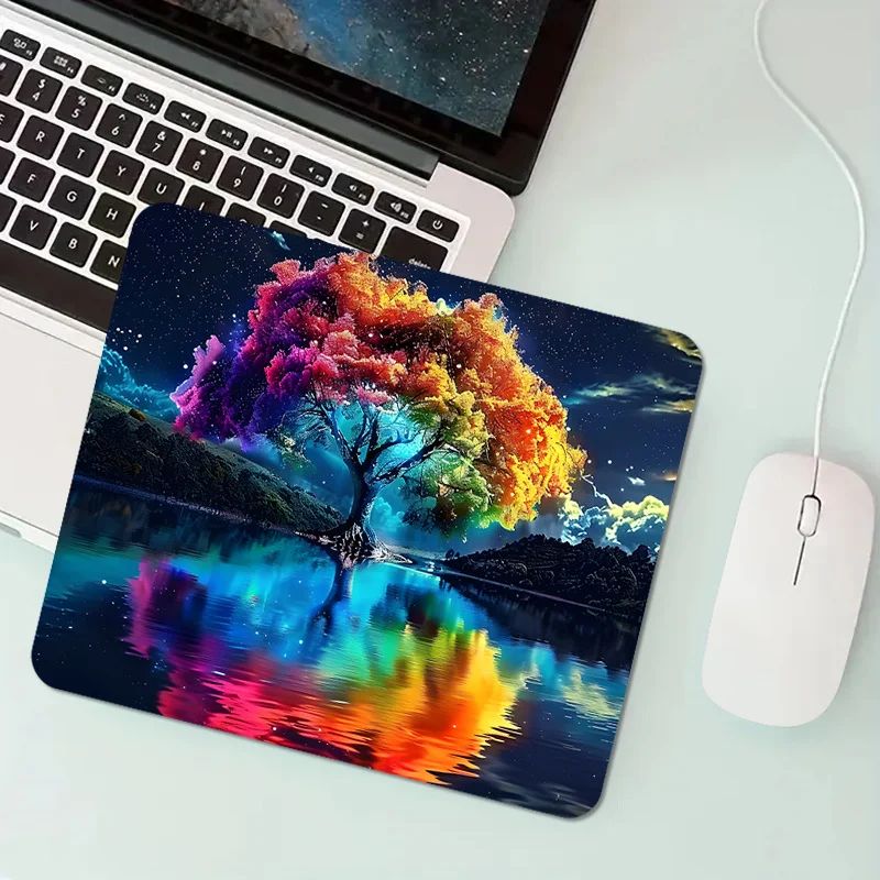 

Colorful magic tree small mouse pad rubber anti-slip desk mat laptop office pads gamer pc accessories suitable for work and game