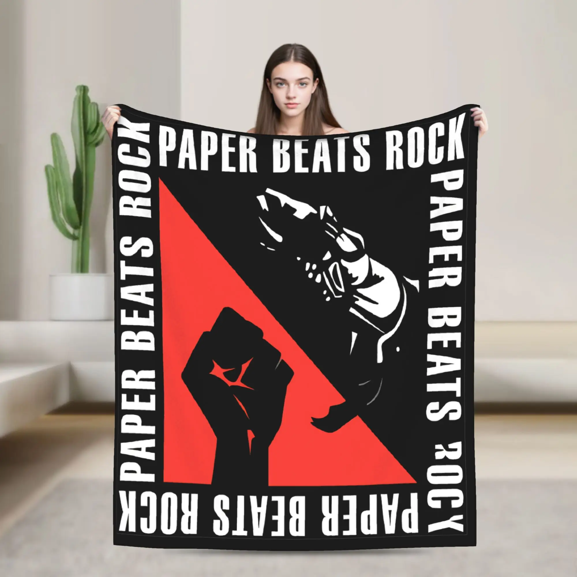 Paper Beats Rock Flannel Blankets Winter  Warm Soft Throw Blanket for Kids Adult Living Room Comfortable Bedspread Sofa Cover