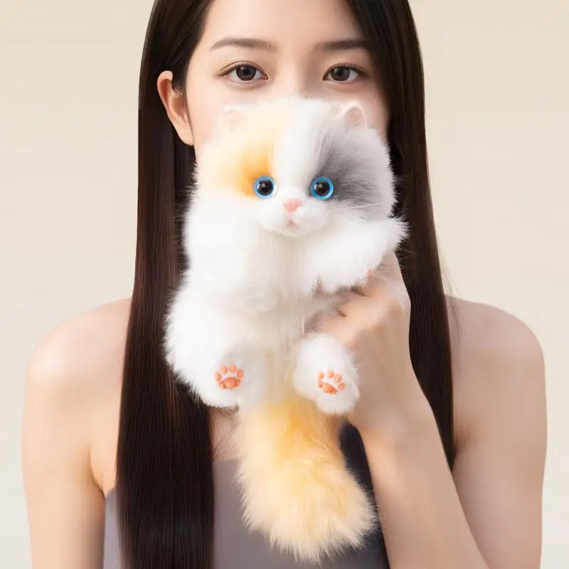 かわいいぬいぐるみ猫人形ペンダントキーホルダー女の子のバックパック模擬動物ぬいぐるみカップルバッグぶら下げ装飾ギフト