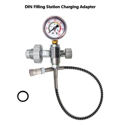 High Pressure DIN Filling Station Charging Adapter Springs Hose 4500psi with G5/8 DIN300 Bar Connector,W/ 8mm QD Or 1/8BSPP QD