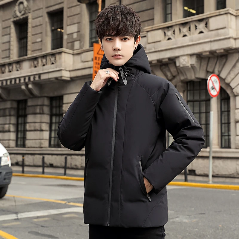 New Autumn Winter Youth Fashion Short Versatile Down Jacket For Men With Thick And Warm Hooded Loose 90 White Duck Down Coat