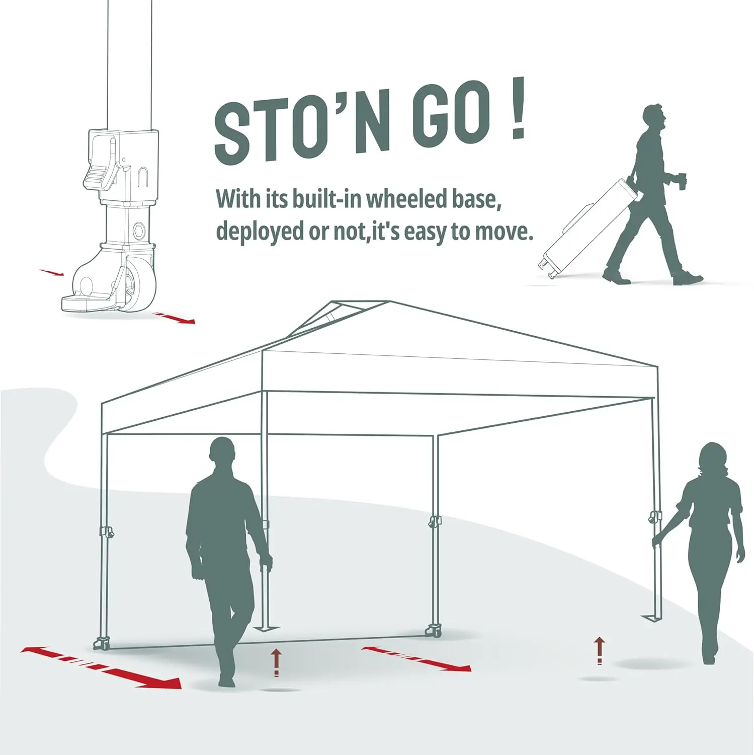 12x12 Pop Up Canopy Tent Instant Commercial with 150D Silver Coated Fabric Including 1 Removable Sidewall, 4 Ropes, 8 Stakes, We