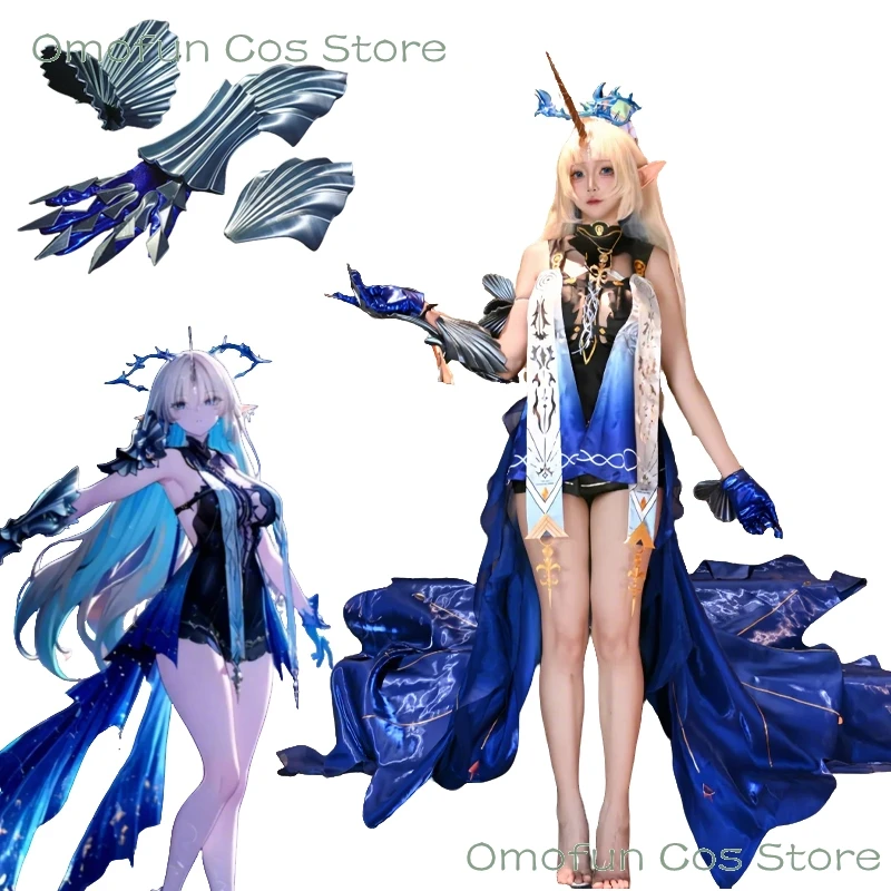Gaun Wuthering Waves Fleurdelys Cosplay Cartethyia Wuwa Kostum Dewi Pakaian Permainan Gaun Mewah Wanita Halloween Properti Lengan Baru
