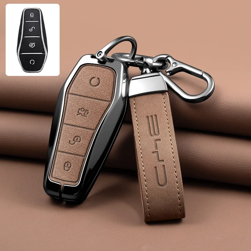 Auto Zink-legierung Leder Schlüssel Fall Abdeckung Halter Für BYD Song Pro Tang Dm QIn PLUS MAX Yuan Atto 3 Han EV delphin Auto Schlüssel Schutz – Detail 11