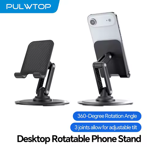 Suporte de Telefone Ajustável e Dobrável para Mesa com Rotação de 360 Graus ° Suporte Móvel Robusto para iPhone, Compatível com Todos os Modelos