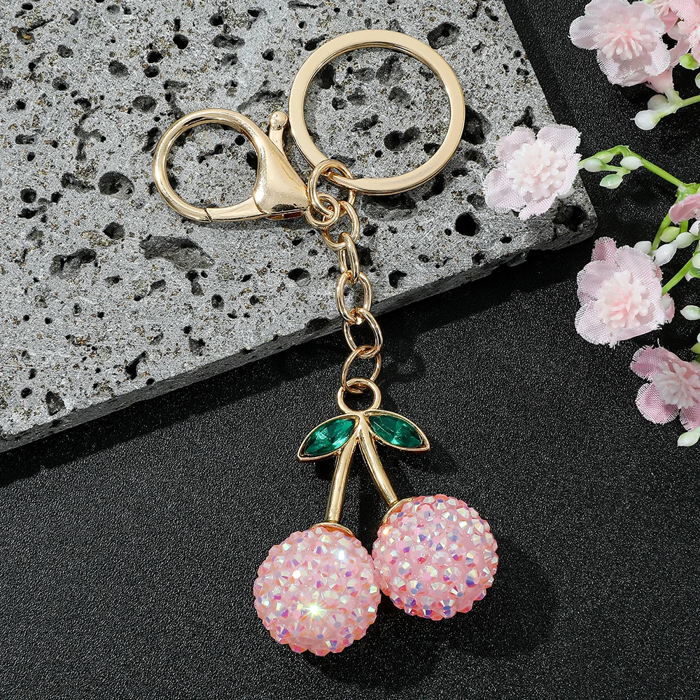 Cherry Charm Handbag Pendant Keychain for Women's Exquisite Internet-famous Crystal Cherry Bag Accessories High-Grade Pendant