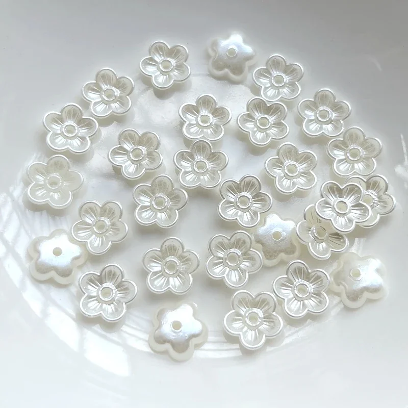 60pcs 12mm ASB white petal loose beads for jewelry making DIY handicraft brooch earrings accessories flower beads