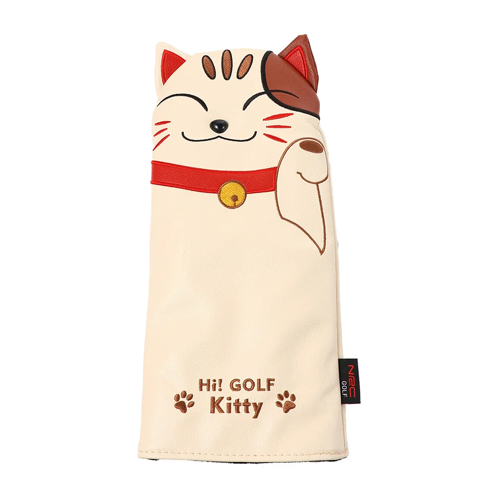Closure Cute Kitty Hybrid Wood Head Cover PU Leather Lucky Cat Golf Putter Cover Golf Club Headcovers Blade Mallet Putter