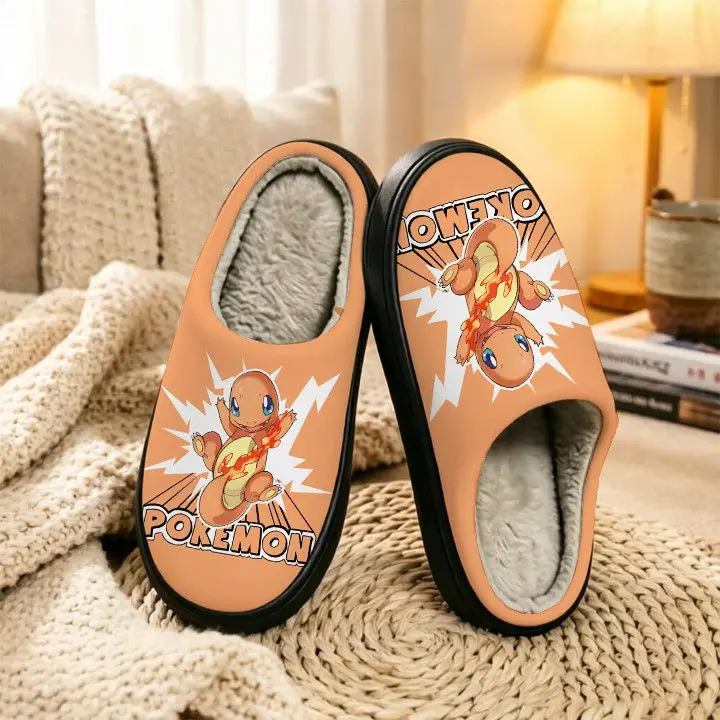 Unisex Black Purple Cartoon Ghost Plush House Slippers Warm Fleece Lined Non-Slip Soft Indoor Winter Home Slippers