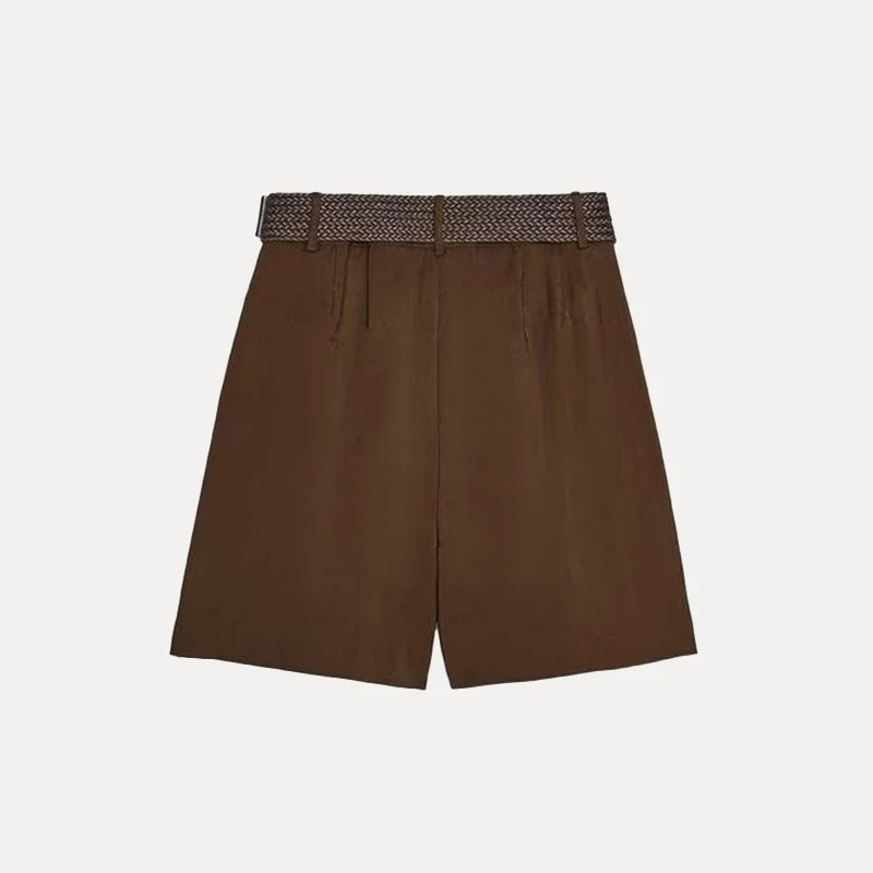 Z المرأة Faion برمودا orts 2025 جديد Sle متعدد الاستخدامات مع حزام سراويل تقليدية ألياف البوليستر l الخصر ort طول