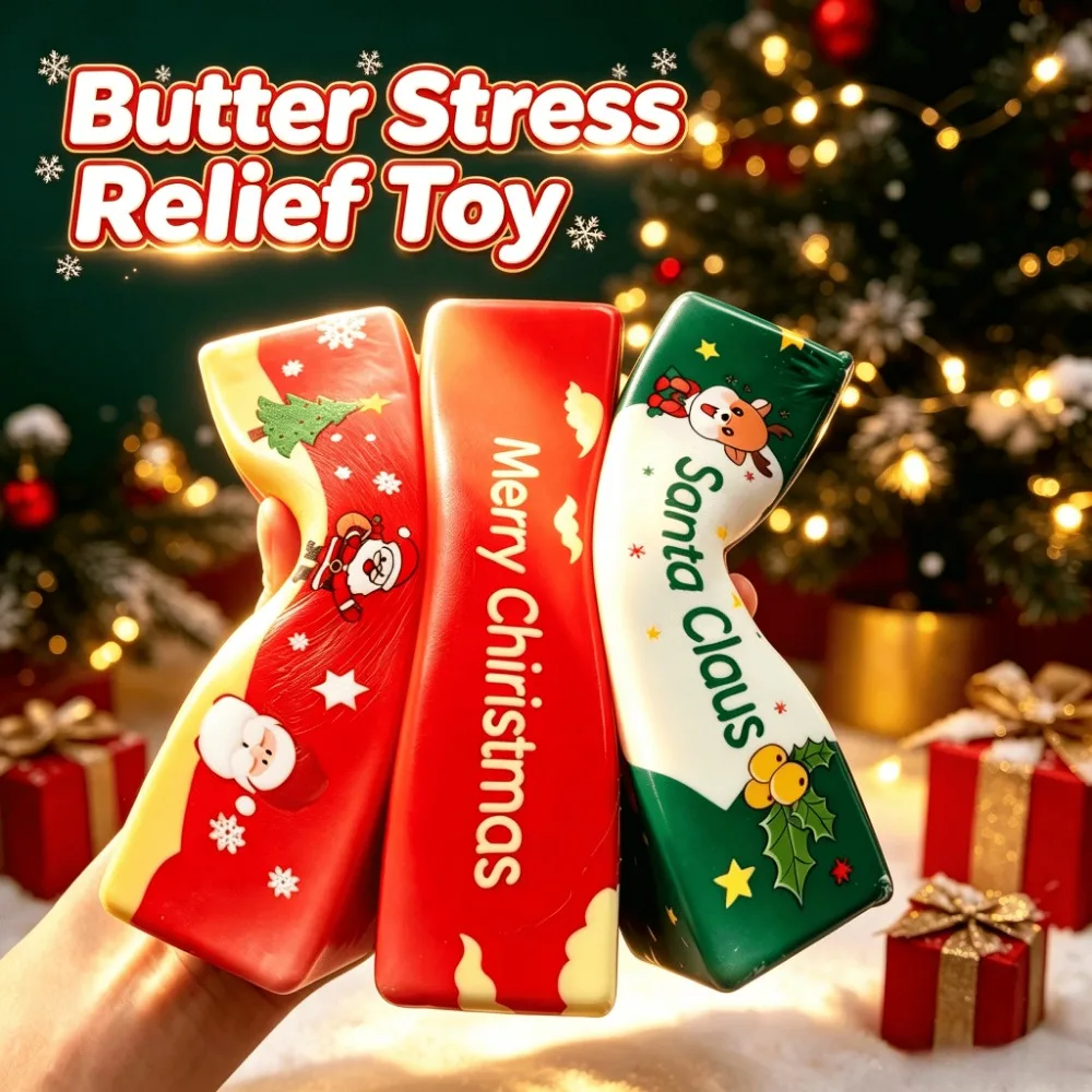 14CM Christmas-themed Realistic Butter Stick Slow Rebound Squishy Stress Relief Toy Creative Gadget Halloween Christmas Gift