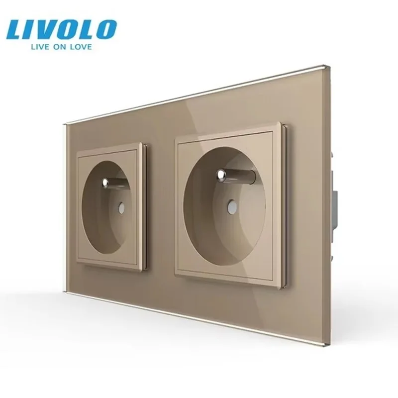 

LIVOLO 16A Французский стандарт, настенная электрическая/подвесная розетка/вилка, панель из хрустального стекла, VL-C7C2FR-11/12/15