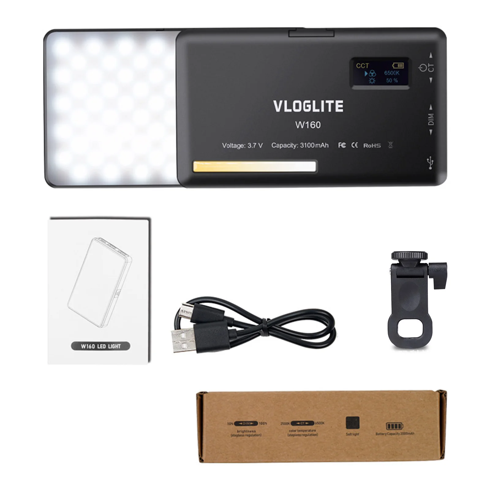 노트북 및 스마트폰용 견고한 클립이 있는 온 카메라 비디오 조명, 화상 회의 필 라이트 램프, 아이패드 맥북 2500-6500K