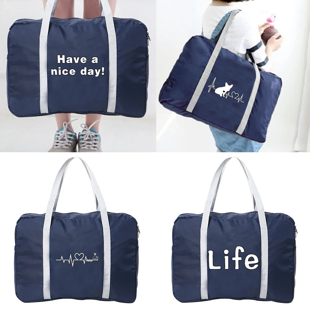 Luggage Travel Bags Nylon Foldable Large Capacity Bag Food Series Printing Unisex Water Proof Handbags Travel Packs Dropshipping