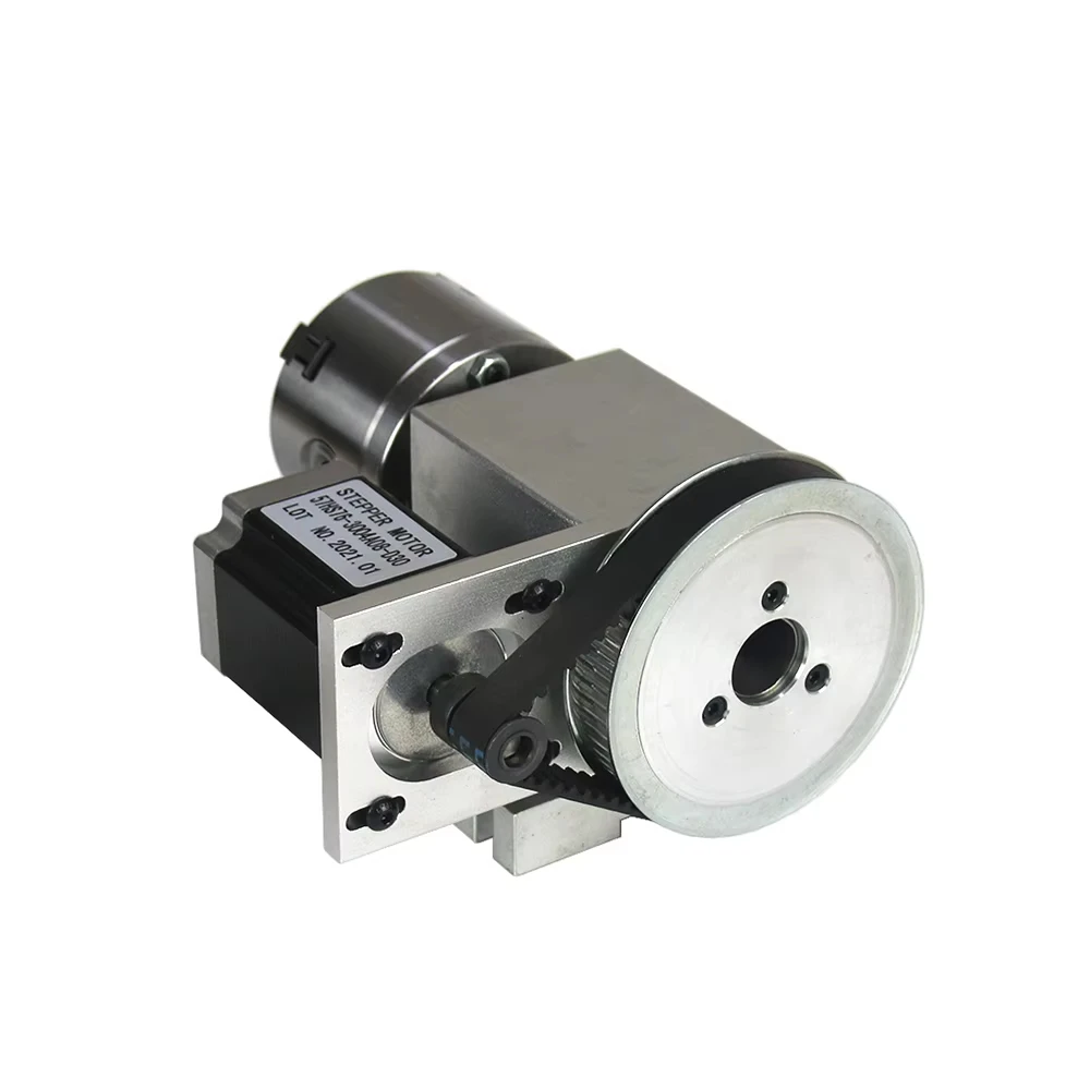 CNC 4th A Axis Rotary Axis 3 4-jaw 80mm 100mm Chuck CNC Indexing Head MT2 Tailstock Telescopic Stroke 45MM NEMA 23 Stepper Motor