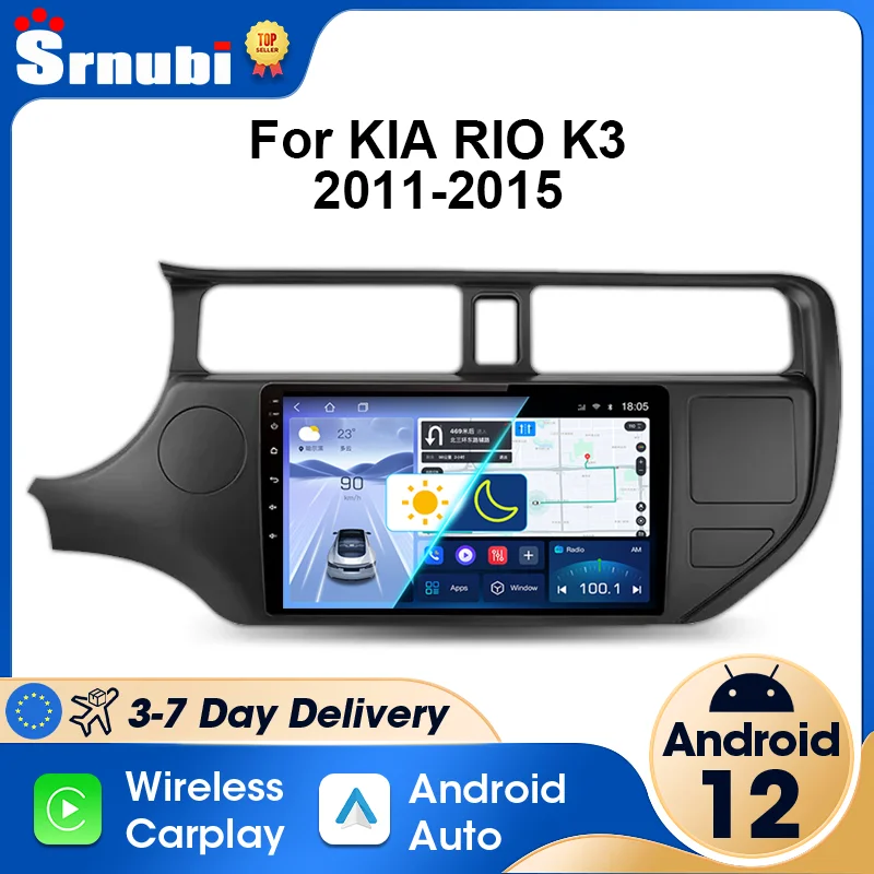 2Din Android 12 Wireless Carplay Car Radio for KIA RIO K3 2011-2015 Multimedia Player Navigation Speakers Stereo Head Unit Auto