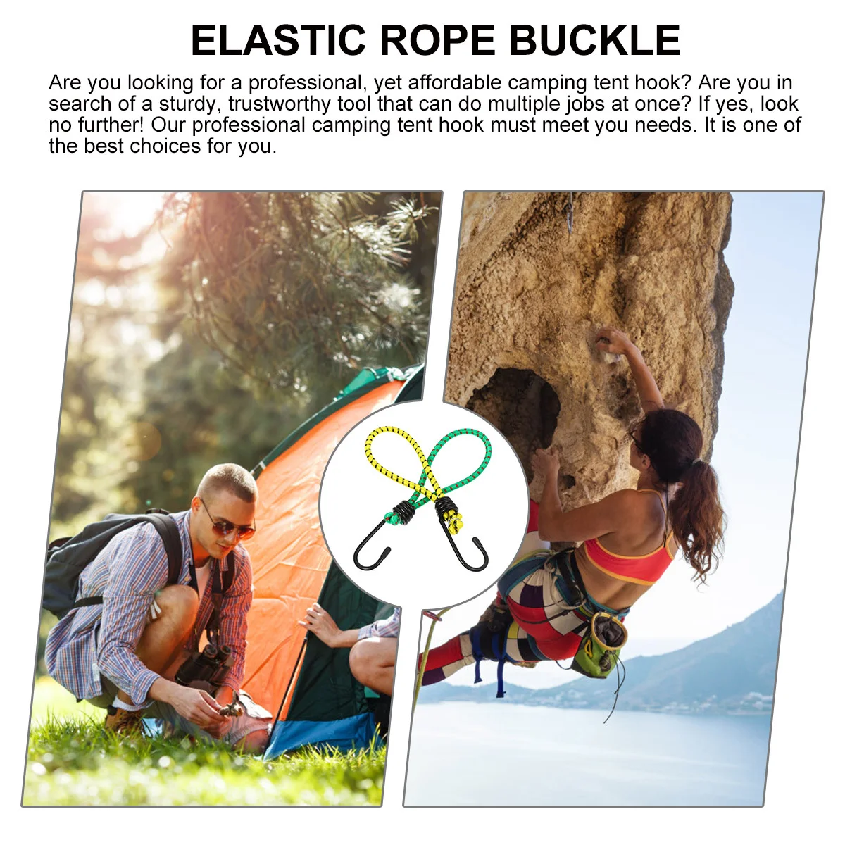 

10Pcs Elastic Camping Tent Cord Hook Adjustable Bungee Rope Fixed Binding Strap Outdoor Tent Accessories Elastic Rope Buckle
