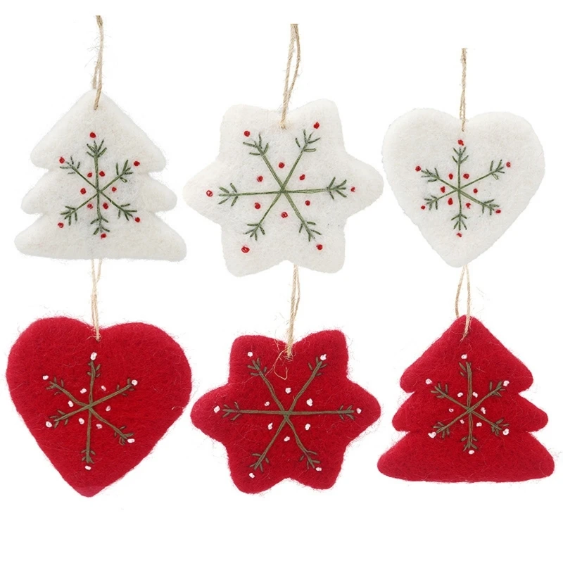 Weiche Filz-Weihnachtsdekoration zum Aufhängen für Baumkranz, Tür und Geschenkverpackung, 3 x – Detail 1
