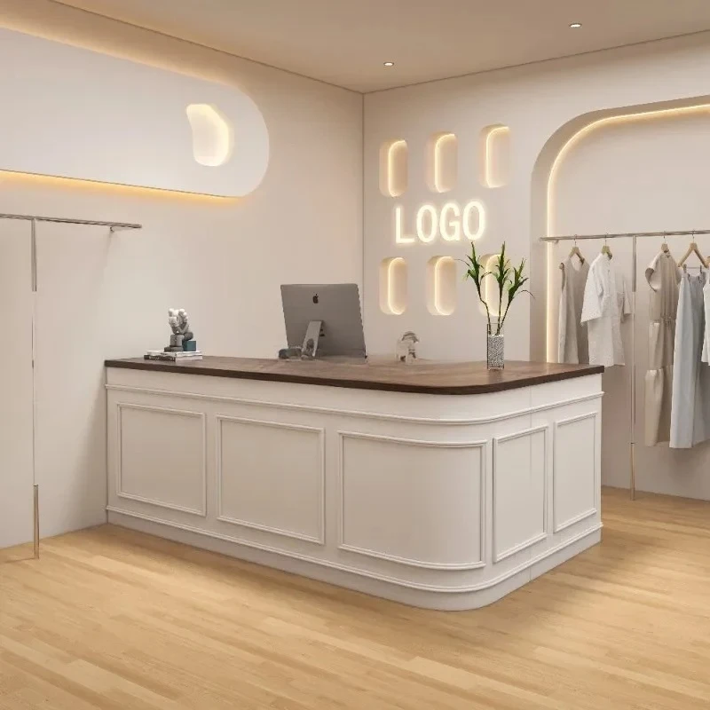 

L-shaped corner paint checkout page clothing store bar store small counter front desk9344